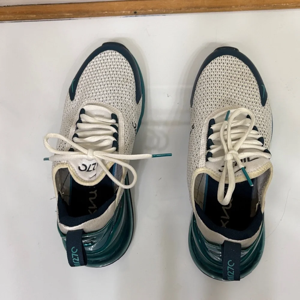 Nike White and Teal Air Max 270 Sneakers - Picture 6 of 10